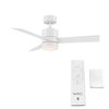 Wac San Francisco 3-Blade Smart Ceiling Fan 44in Matte White with 3000K LED Light Kit and Remote Control F-083L